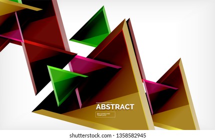 Flying triangles compostion geometric background. Vector illustration