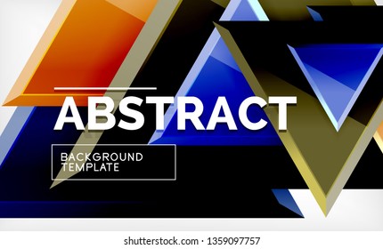 Flying triangles compostion geometric background. Vector illustration