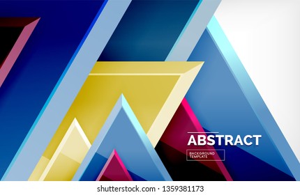 Flying triangles compostion geometric background. Vector illustration