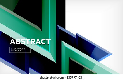 Flying triangles compostion geometric background. Vector illustration