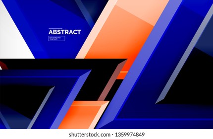 Flying triangles compostion geometric background. Vector illustration