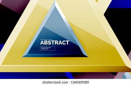 Flying triangles compostion geometric background. Vector illustration