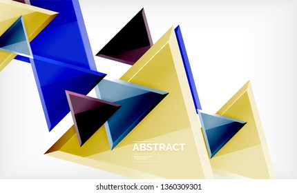 Flying triangles compostion geometric background. Vector illustration