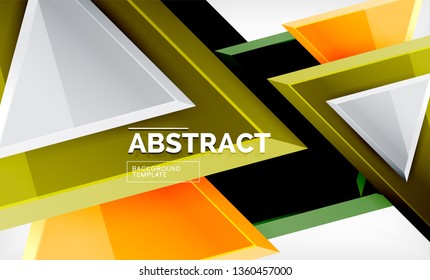 Flying triangles compostion geometric background. Vector illustration