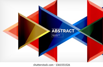 Flying triangles compostion geometric background. Vector illustration