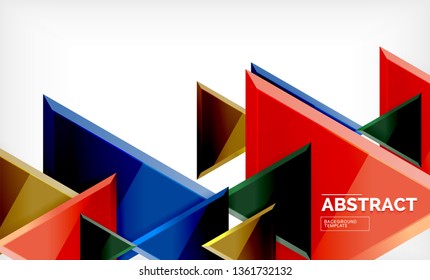 Flying triangles compostion geometric background. Vector illustration