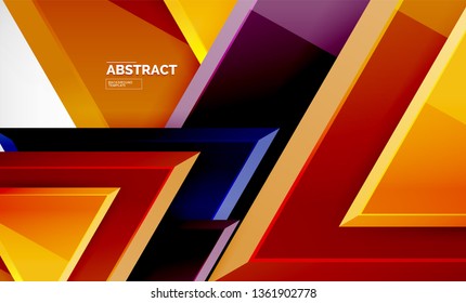 Flying triangles compostion geometric background. Vector illustration