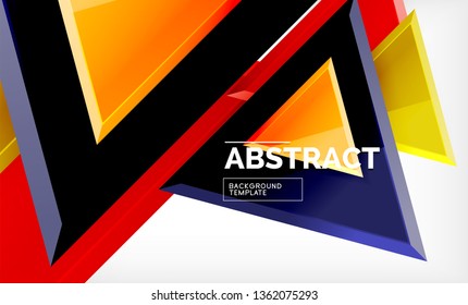 Flying triangles compostion geometric background. Vector illustration