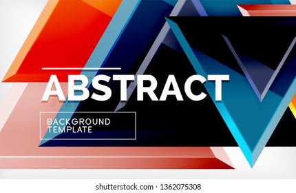 Flying triangles compostion geometric background. Vector illustration