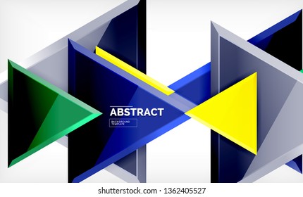 Flying triangles compostion geometric background. Vector illustration