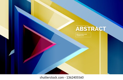 Flying triangles compostion geometric background. Vector illustration