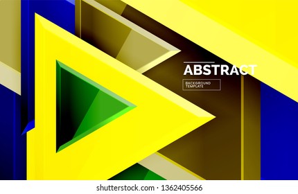 Flying triangles compostion geometric background. Vector illustration