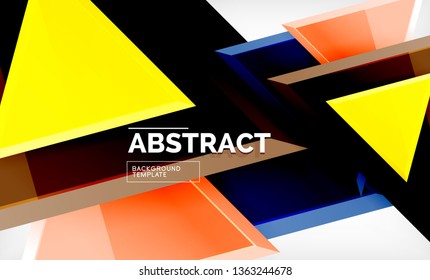 Flying triangles compostion geometric background. Vector illustration