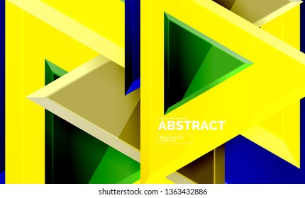 Flying triangles compostion geometric background. Vector illustration