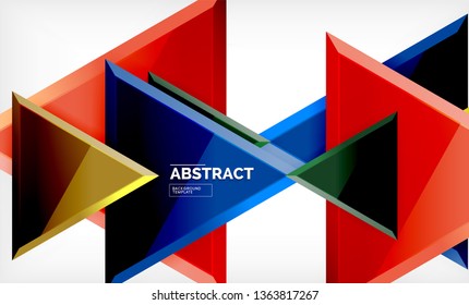 Flying triangles compostion geometric background. Vector illustration