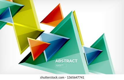 Fliegende Dreiecke, geometrischer Hintergrund der Komposition. Vektorgrafik