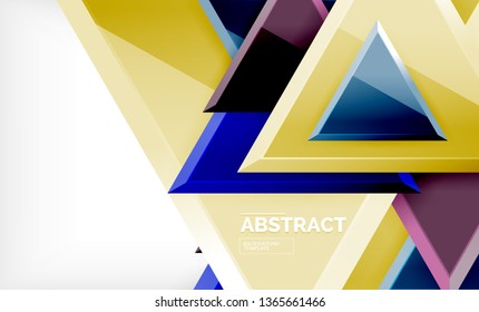 Flying triangles compostion geometric background. Vector illustration