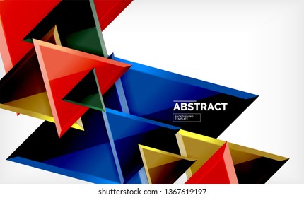 Fliegende Dreiecke, geometrischer Hintergrund der Komposition. Vektorgrafik