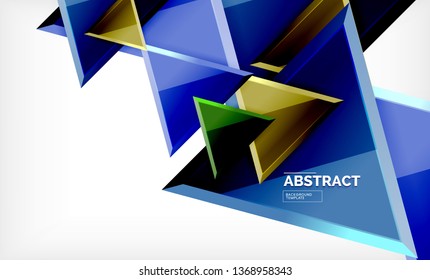 Flying triangles compostion geometric background. Vector illustration