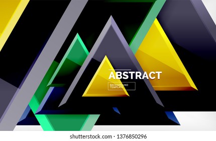 Flying triangles compostion geometric background. Vector illustration