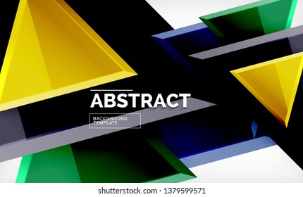 Flying triangles compostion geometric background. Vector illustration