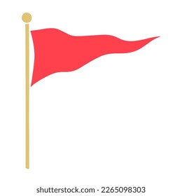 Flying triangular-shaped red flag on a pole