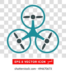 Flying Tricopter round icon. Vector EPS illustration style is flat iconic bicolor symbol, soft blue colors, transparent background.