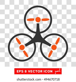 Flying Tricopter round icon. Vector EPS illustration style is flat iconic bicolor symbol, orange and gray colors, transparent background.