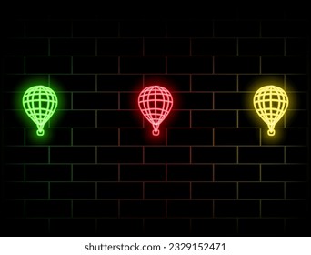 Flying Trip Neon Label. Vector Illustration of Vacation Promotion.