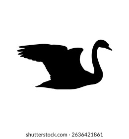 Flying tundra swan silhouette vector flat illustration design.