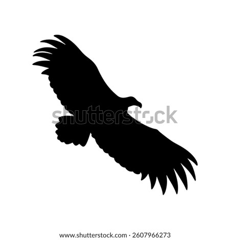 Flying turkey vulture silhouette vector flat illustration design.