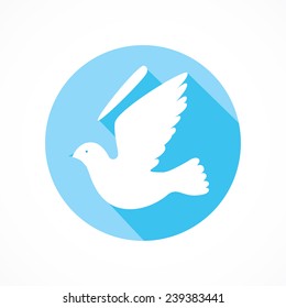 Flying twitter bird icon isolated on white background. Vector illustration