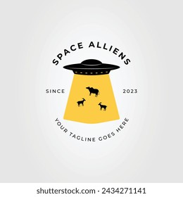 flying UFO or aliens transportation logo vector illustration design