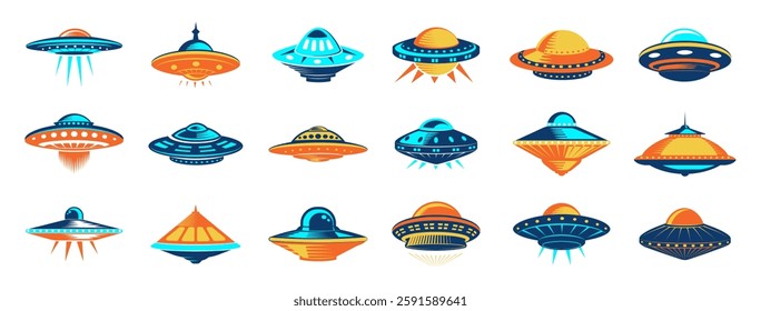 Flying with ufo cartoon vector icon illustration