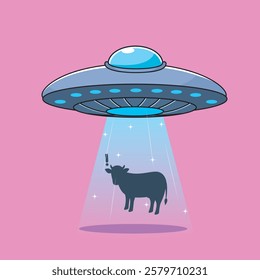 flying ufo disc kidnaps cow