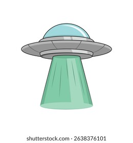 Flying ufo with green light vector design