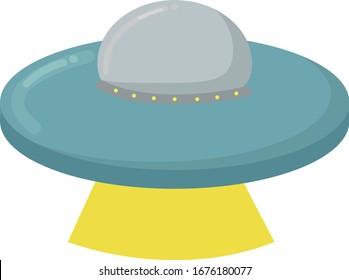 Flying UFO, illustration, vector on white background.