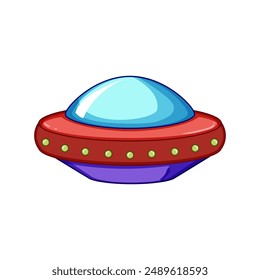 flying ufo ship cartoon. saucer space, space beam, 51 area flying ufo ship sign. isolated symbol vector illustration