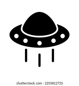 Flying UFO silhouette icon. Flying saucer. Vector.