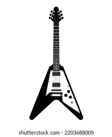 Silhouette de guitarra eléctrica V, vector de instrumentos musicales de guitarra eléctrica