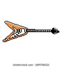 Flying V Guitar In 8 Bit Pixel Art