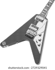Ilustración vectorial de guitarra Flying V para música rock metal y temas de diseño de conciertos