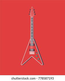 Flying V Guitar Vector Illustration. Electrical Guitar Icon. Musical Instrument on Background.