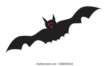 Flying Vampire Bat Red Eyes Fangs Stock Vector (Royalty Free ...