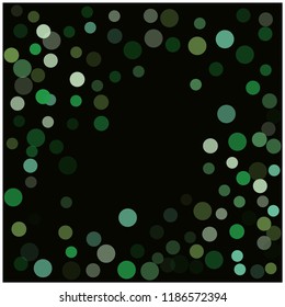 Flying Vector Confetti Background, Snowfall Circles Falling Down. Party Celebration Trendy VIP Texture, Christmas, New Year, Birthday Frame, Decoration. Swirl Isolated Sparkling Confetti Scatter