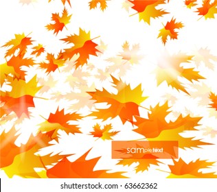 Flying vector leaves. Abstract seasonal background