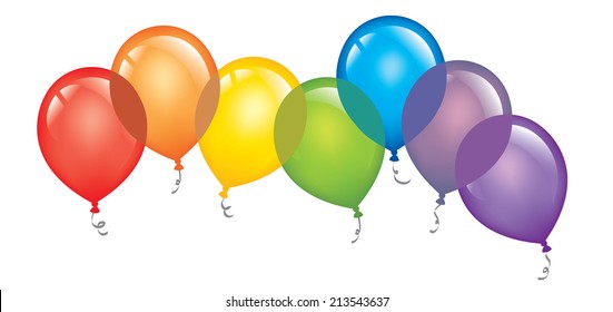 Flying vector rainbow balloon