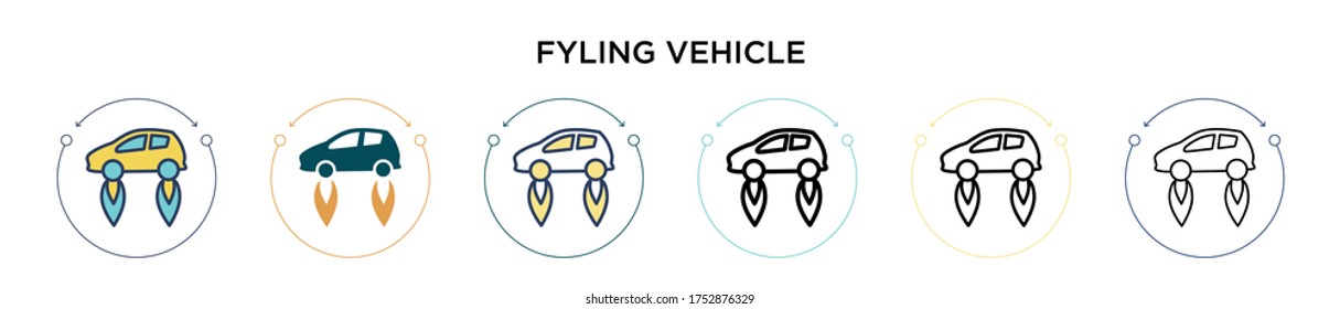 Flying vehicle icon in filled, thin line, outline and stroke style. Vector illustration of two colored and black fyling vehicle vector icons designs can be used for mobile, ui, web