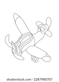 Flying vehicles coloring page vector art