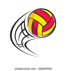 flying volley ball isolated on white background